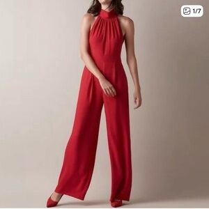 Jason Wu Red Sleeveless Wide-Leg Jumpsuit with Bow Detail (Size 8)